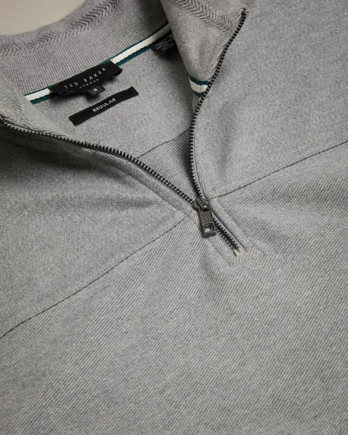 Men GAZINE 8211 Long Sleeve Half Zip Pullover Grey Ted Baker Jumpers and Knitwear Men GAZINE 8211 Long Sleeve Half Zip Pullover Grey Ted Baker Jumpers and Knitwear
