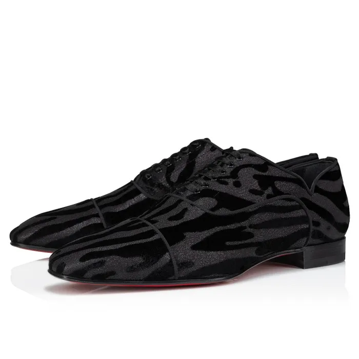 Men Greggy Chic Oxford 8211 Quagga Velvet 8211 Black Christian Louboutin Buckles and Laceups