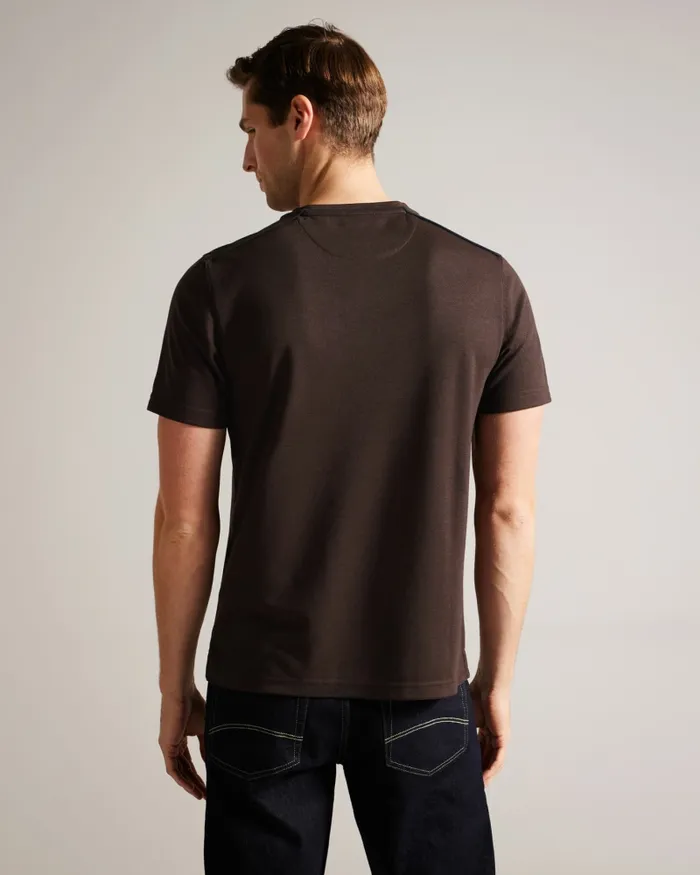 Men GRINE 8211 Short Sleeve TShirt With Suedette Trim Brownchocolate Ted Baker Tops Men GRINE 8211 Short Sleeve TShirt With Suedette Trim Brownchocolate Ted Baker Tops