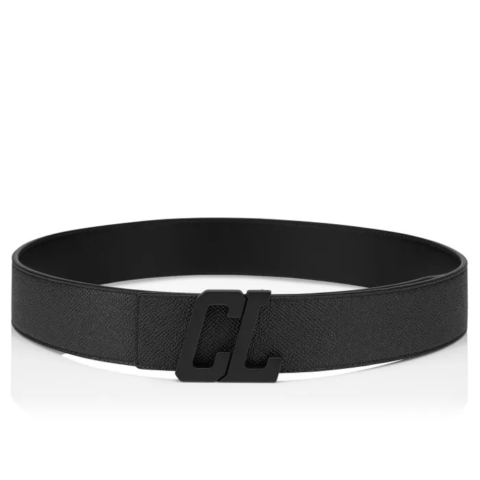 Men Happy Rui CL Logo Belt 8211 Calf Alpin Leather 8211 Black Christian Louboutin Belts