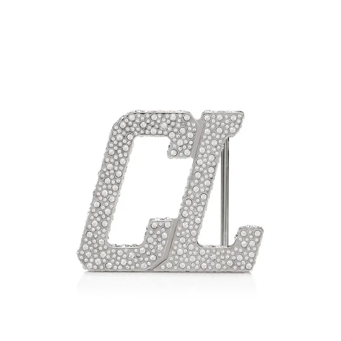 Men Happy Rui CL Logo Belt Buckle Belt Buckle 8211 Metal And Strass 8211 Silver Christian Louboutin Belts