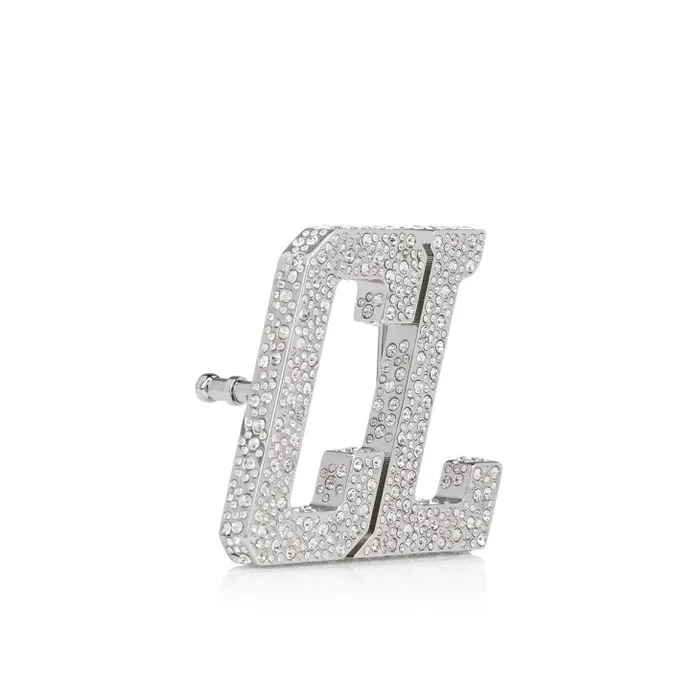 Men Happy Rui CL Logo Belt Buckle Belt Buckle 8211 Metal And Strass 8211 Silver Christian Louboutin Belts