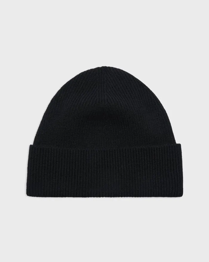 Men Hats Gloves Scarves Theory Camden Beanie In Ribbed Cashmere Black
