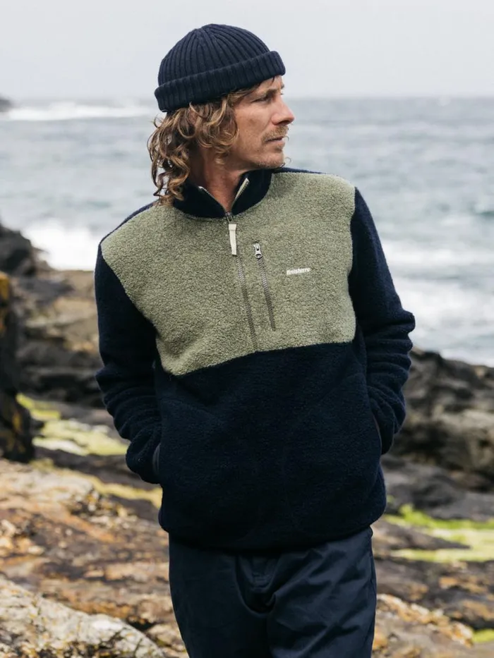 Men Hegen 14 Zip Wool Fleece Willow Greennavy Finisterre Fleece
