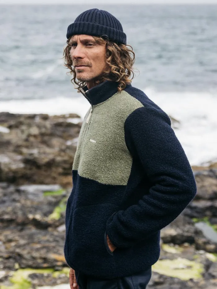 Men Hegen 14 Zip Wool Fleece Willow Greennavy Finisterre Fleece