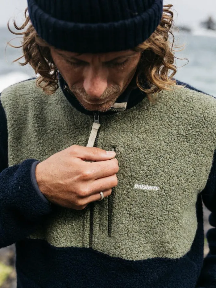 Men Hegen 14 Zip Wool Fleece Willow Greennavy Finisterre Fleece