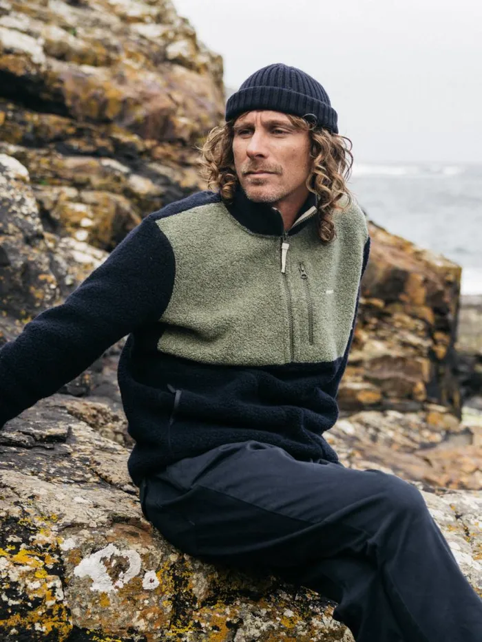 Men Hegen 14 Zip Wool Fleece Willow Greennavy Finisterre Fleece