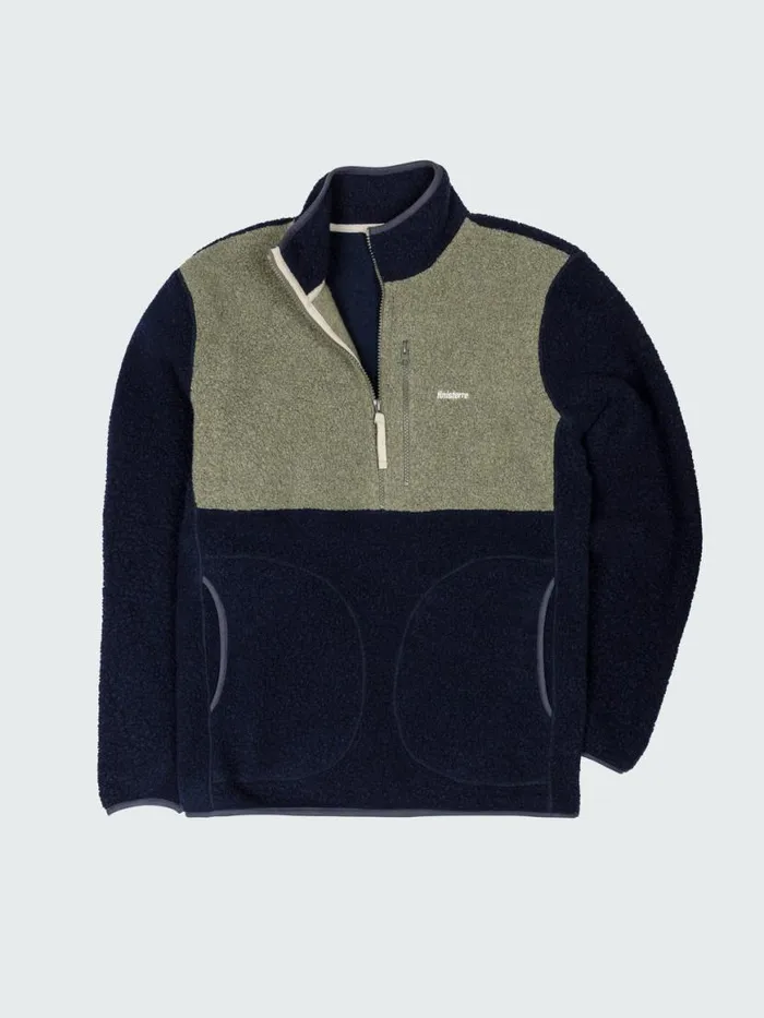 Men Hegen 14 Zip Wool Fleece Willow Greennavy Finisterre Fleece