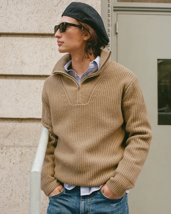 Men HESTON SWEATER Tan Sweaters Nili Lotan