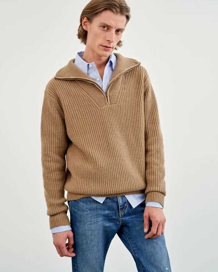 Men HESTON SWEATER Tan Sweaters Nili Lotan