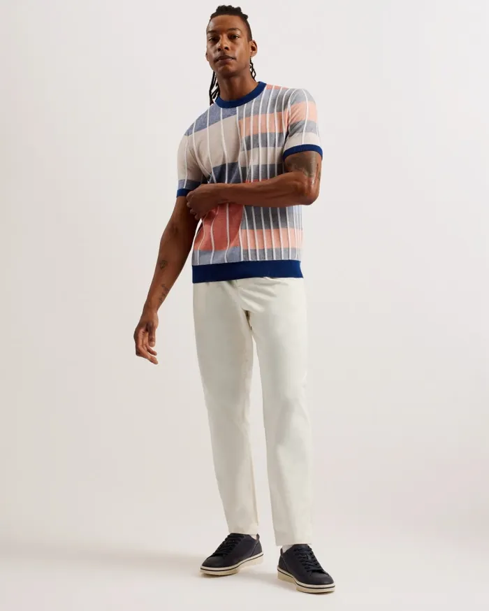Men HOLMER 8211 Tapered Fit Pleated Cotton Trousers White Ted Baker Trousers and Chinos Men HOLMER 8211 Tapered Fit Pleated Cotton Trousers White Ted Baker Trousers and Chinos