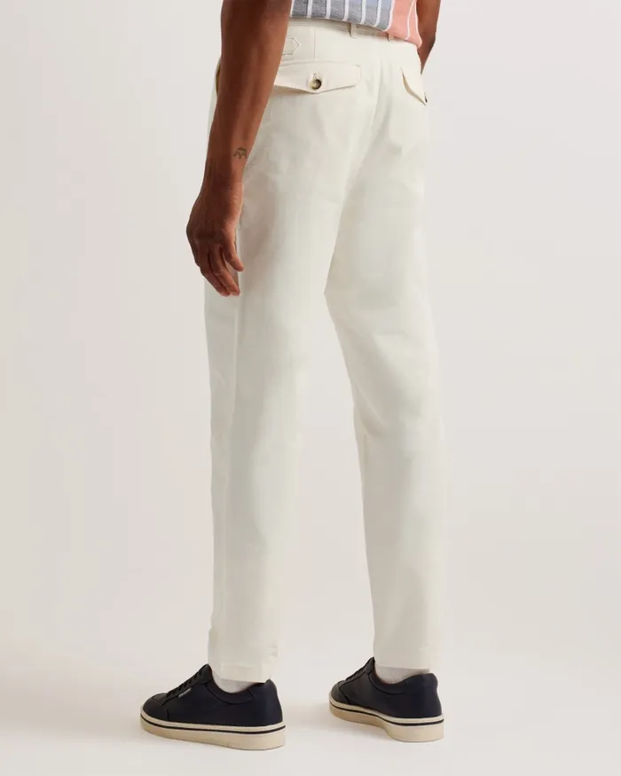 Men HOLMER 8211 Tapered Fit Pleated Cotton Trousers White Ted Baker Trousers and Chinos Men HOLMER 8211 Tapered Fit Pleated Cotton Trousers White Ted Baker Trousers and Chinos