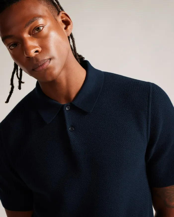 Men IMAGO 8211 Short Sleeve Regular Fit Knitted Polo Shirt Navy Ted Baker Polo Shirts Men IMAGO 8211 Short Sleeve Regular Fit Knitted Polo Shirt Navy Ted Baker Polo Shirts