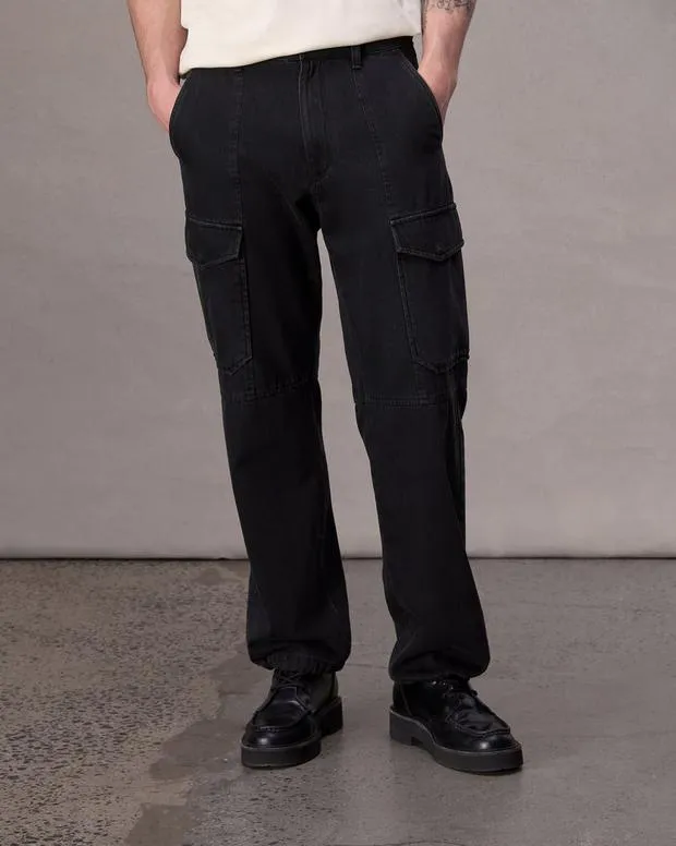 Men Jeans Rag and Bone Fit 4 Straight Fit Cargo Jean Lightweight Rigid Denim Black