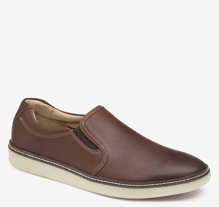 Men Johnston and Murphy McGuffey SlipOn Dark Brown Tumbled Full Grain SlipOns and Loafers