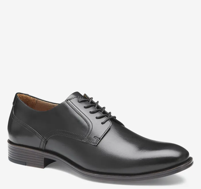 Men Johnston and Murphy Reeve Plain Toe Black Full Grain LaceUps