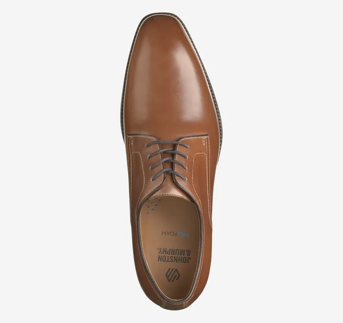 Men Johnston and Murphy Sullivan Plain Toe Tan Italian Calfskin LaceUps
