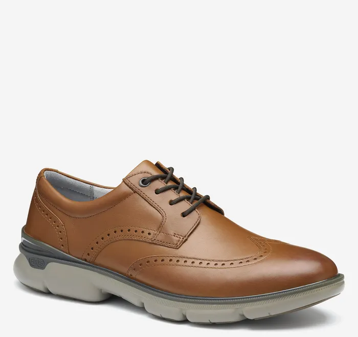 Men Johnston and Murphy Tanner Wingtip Tan Waterproof Full Grain LaceUps