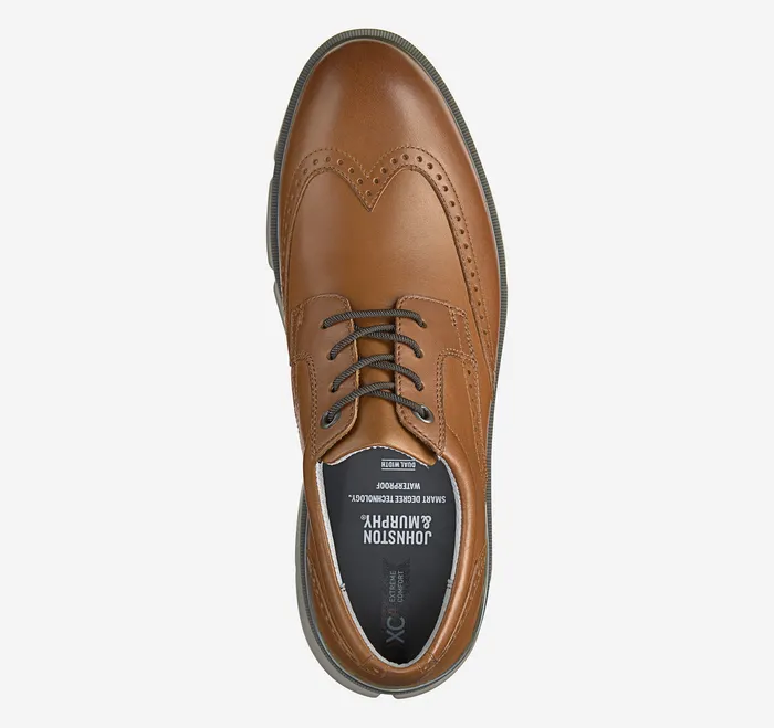 Men Johnston and Murphy Tanner Wingtip Tan Waterproof Full Grain LaceUps