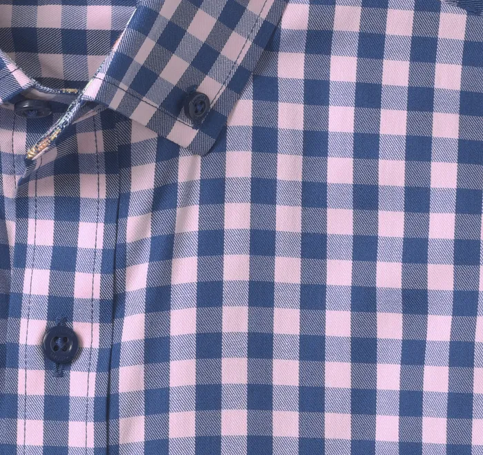 Men Johnston and Murphy XC4 Performance Shirt PinkNavy Gingham Shirts