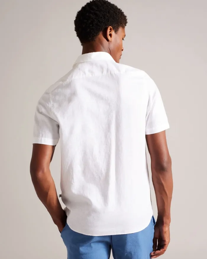 Men KINGFRD 8211 Short Sleeve Linen Shirt White Ted Baker Shirts Men KINGFRD 8211 Short Sleeve Linen Shirt White Ted Baker Shirts