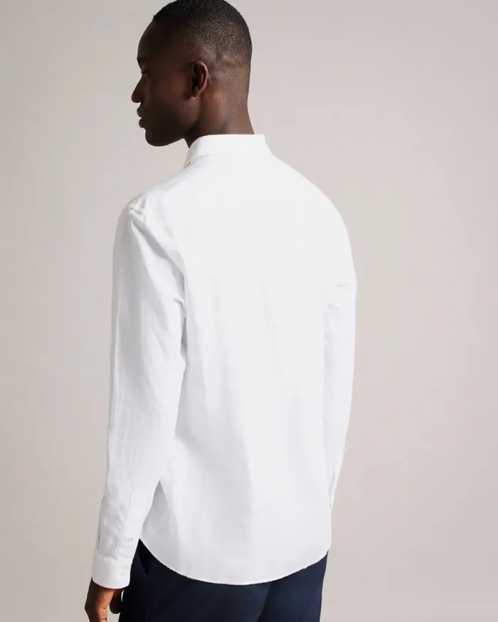 Men KINGWEL 8211 Long Sleeve Linen Blend Shirt White Ted Baker Shirts Men KINGWEL 8211 Long Sleeve Linen Blend Shirt White Ted Baker Shirts