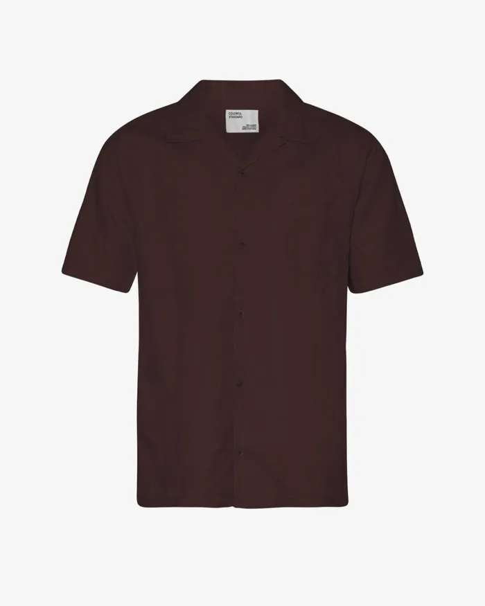 Men Linen Short Sleeved Shirt Oxblood Red Colorful Standard Shirts