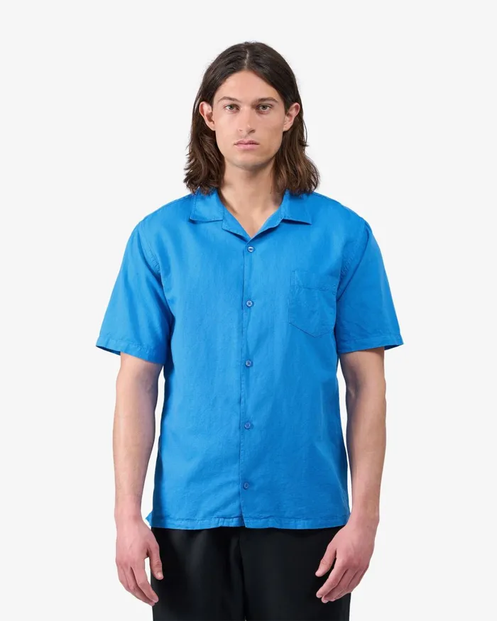 Men Linen Short Sleeved Shirt Oxblood Red Colorful Standard Shirts