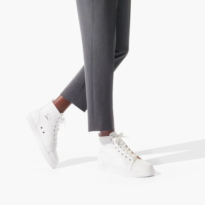 Men Louis Hightop Sneakers 8211 Calf Leather 8211 White Christian Louboutin Sneakers