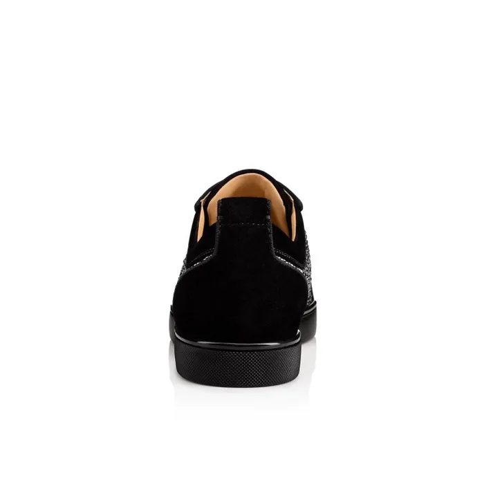 Men Louis Junior Strass Sneakers 8211 Suede Calf And Strass 8211 Black Christian Louboutin Sneakers