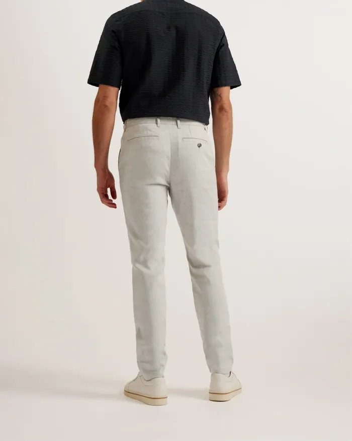 Men MAJO 8211 Slim Fit Linen Blend Trousers Light Grey Ted Baker Trousers and Chinos Men MAJO 8211 Slim Fit Linen Blend Trousers Light Grey Ted Baker Trousers and Chinos