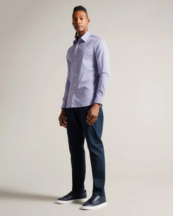 Men MALONES 8211 Long Sleeve Star Geo Print Shirt Maroon Ted Baker Shirts Men MALONES 8211 Long Sleeve Star Geo Print Shirt Maroon Ted Baker Shirts
