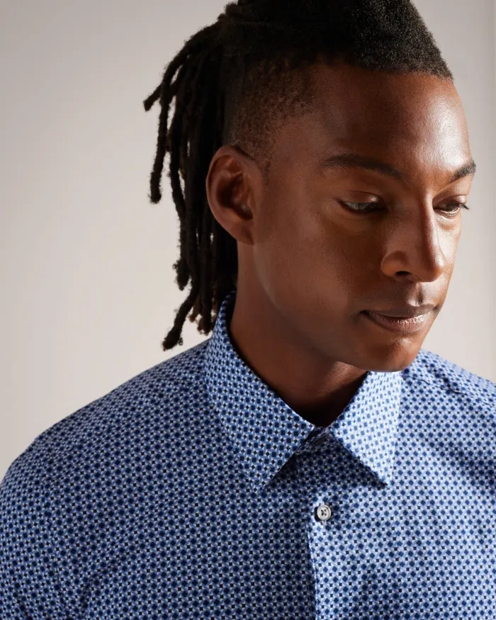 Men MALONES 8211 Long Sleeve Star Geo Print Shirt Navy Ted Baker Shirts Men MALONES 8211 Long Sleeve Star Geo Print Shirt Navy Ted Baker Shirts