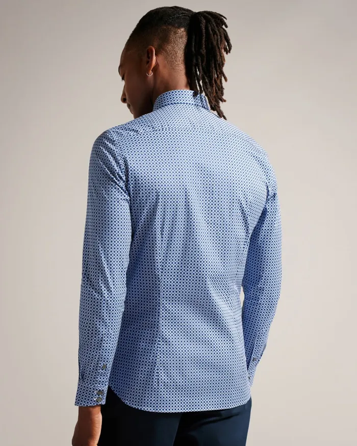 Men MALONES 8211 Long Sleeve Star Geo Print Shirt Navy Ted Baker Shirts Men MALONES 8211 Long Sleeve Star Geo Print Shirt Navy Ted Baker Shirts