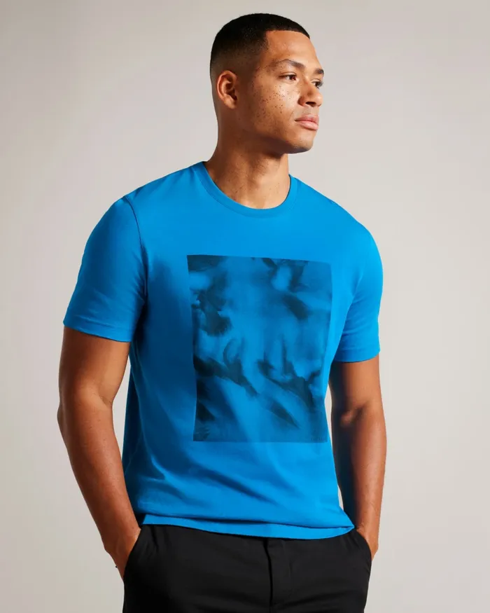 Men MANGATA 8211 Short Sleeve Regular Fit Abstract Print TShirt Blue Ted Baker Tops