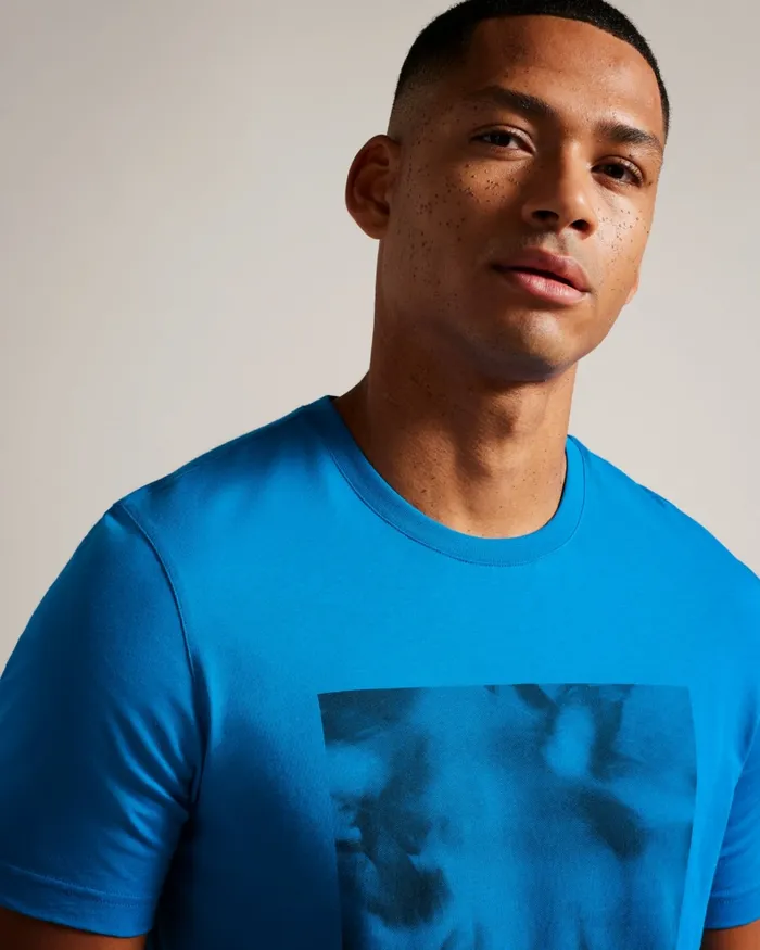 Men MANGATA 8211 Short Sleeve Regular Fit Abstract Print TShirt Blue Ted Baker Tops