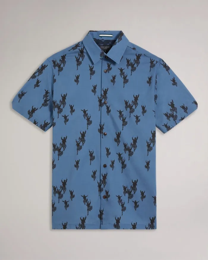 Men MARNEY 8211 Short Sleeve Highland Dancer Printed Shirt Sky Blue Ted Baker Shirts Men MARNEY 8211 Short Sleeve Highland Dancer Printed Shirt Sky Blue Ted Baker Shirts
