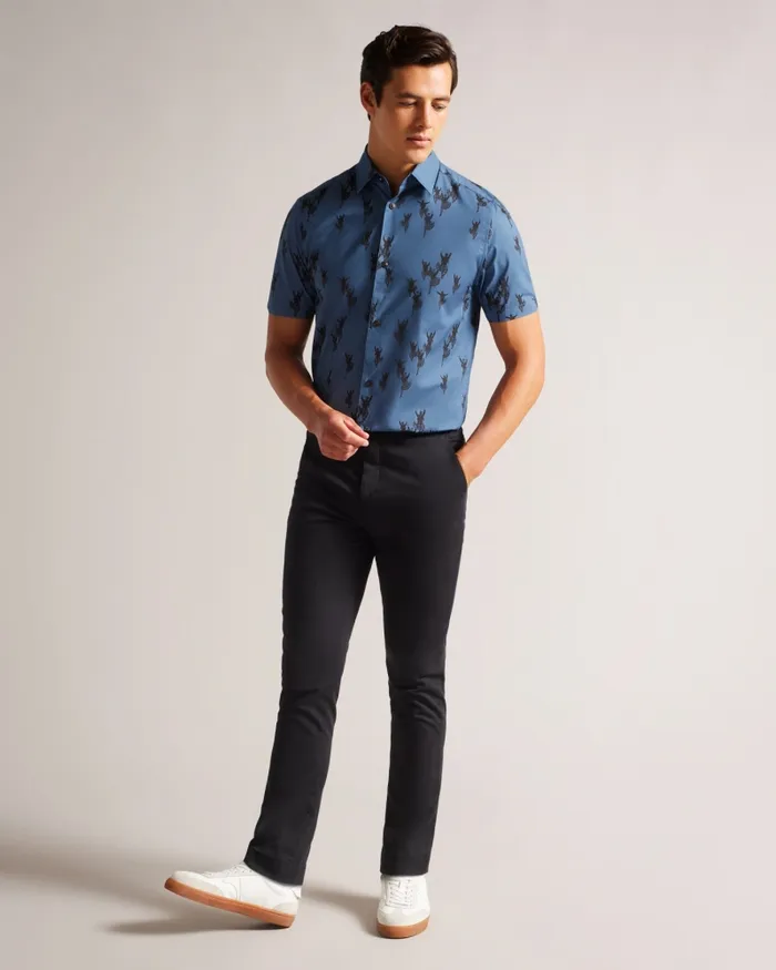 Men MARNEY 8211 Short Sleeve Highland Dancer Printed Shirt Sky Blue Ted Baker Shirts Men MARNEY 8211 Short Sleeve Highland Dancer Printed Shirt Sky Blue Ted Baker Shirts