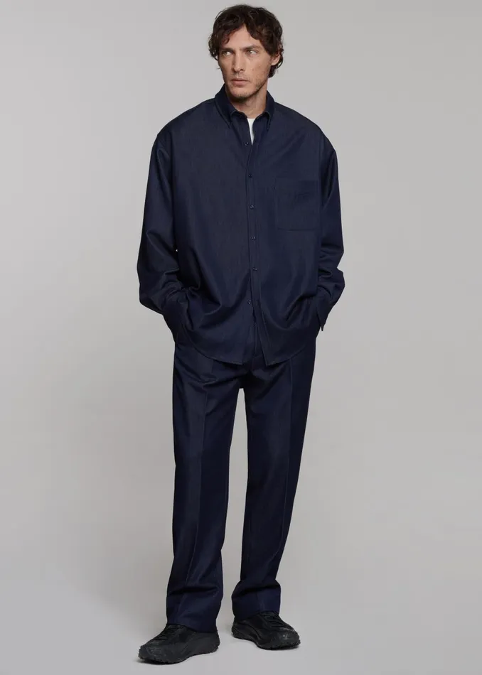 Men Mason Button Up Shirt 8211 Indigo The Frankie Shop Tops