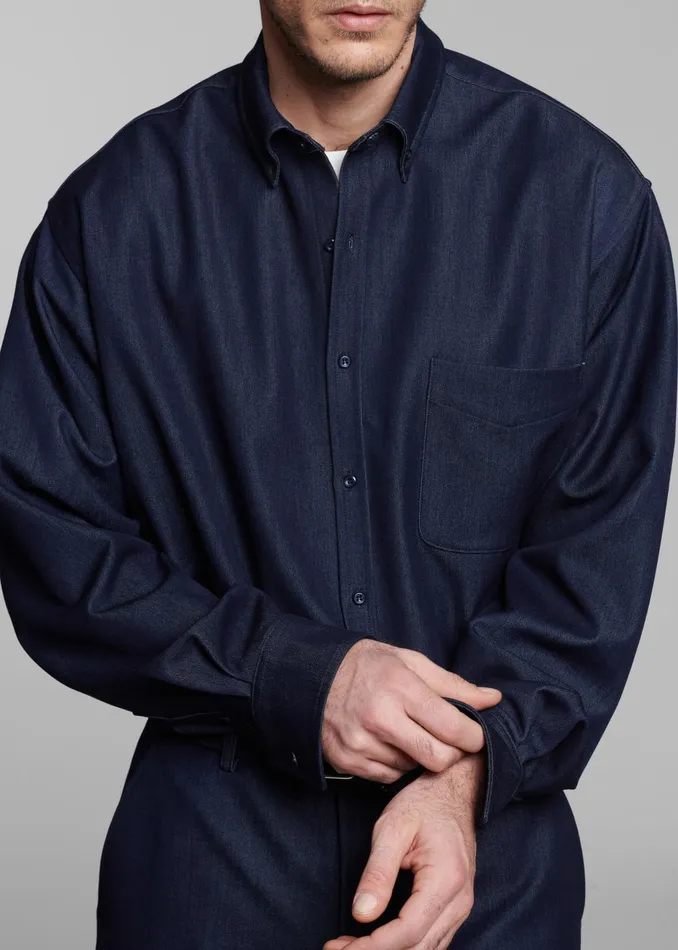 Men Mason Button Up Shirt 8211 Indigo The Frankie Shop Tops