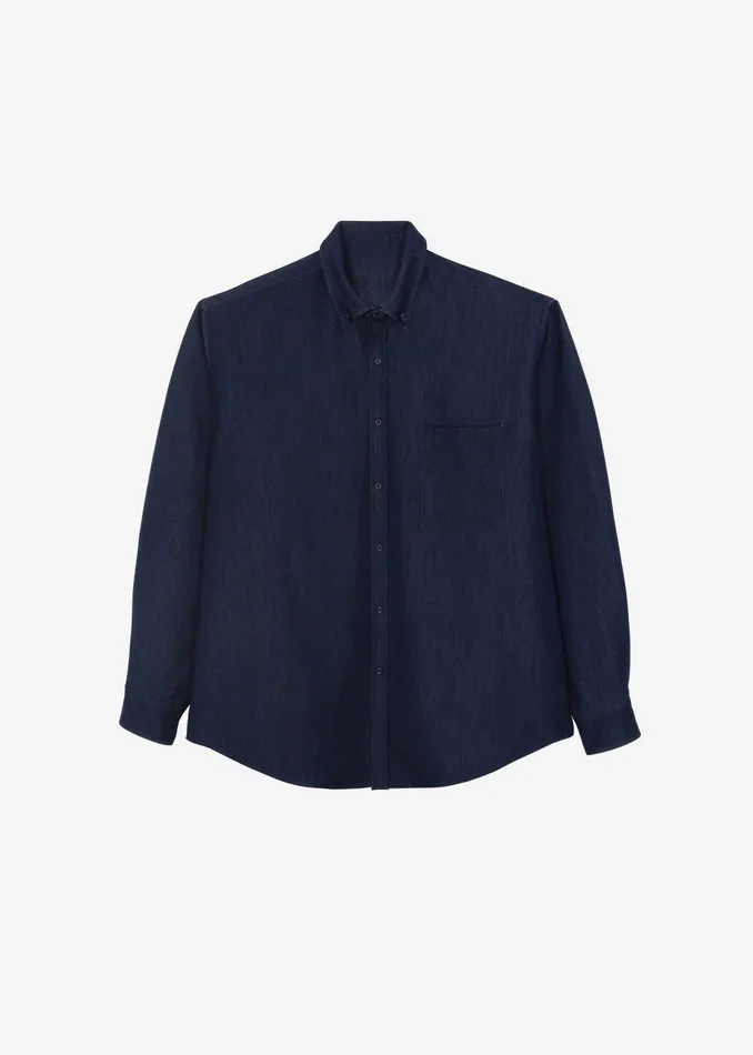 Men Mason Button Up Shirt 8211 Indigo The Frankie Shop Tops