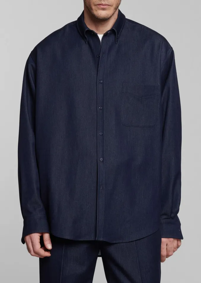 Men Mason Button Up Shirt 8211 Indigo The Frankie Shop Tops