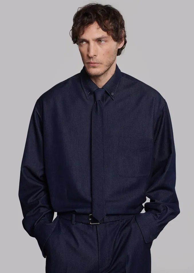 Men Mason Button Up Shirt 8211 Indigo The Frankie Shop Tops