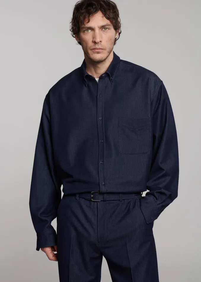 Men Mason Button Up Shirt 8211 Indigo The Frankie Shop Tops
