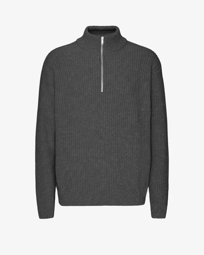 Men Merino Quarter Zip Lava Grey Colorful Standard Knit Sweaters