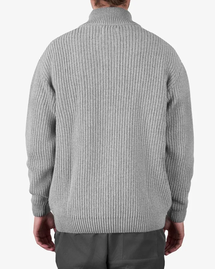 Men Merino Quarter Zip Lava Grey Colorful Standard Knit Sweaters