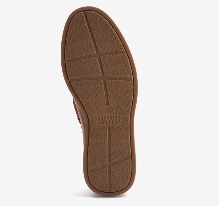Men Monaco 2Eye Boat Shoe Tan Glove Leather SlipOns and Loafers Johnston and Murphy