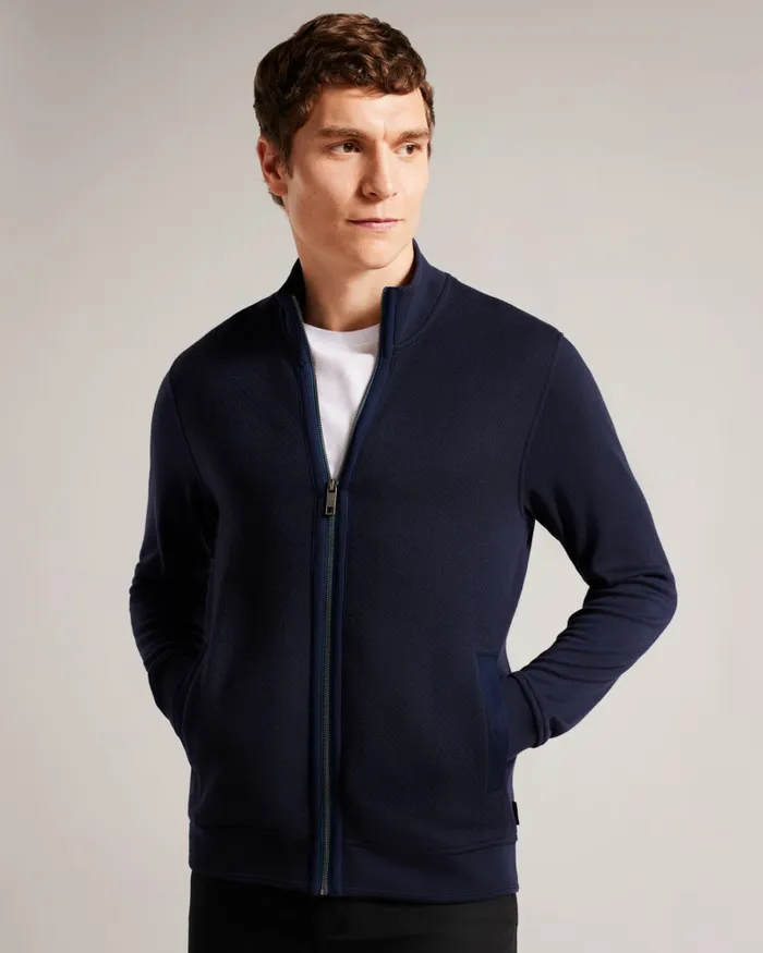 Men MULTY 8211 Textured Zip Through Jacket Navy Ted Baker Tops