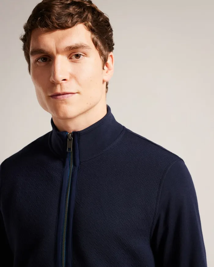 Men MULTY 8211 Textured Zip Through Jacket Navy Ted Baker Tops