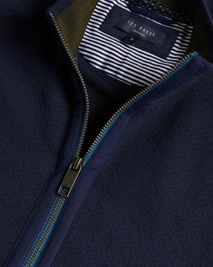 Men MULTY 8211 Textured Zip Through Jacket Navy Ted Baker Tops